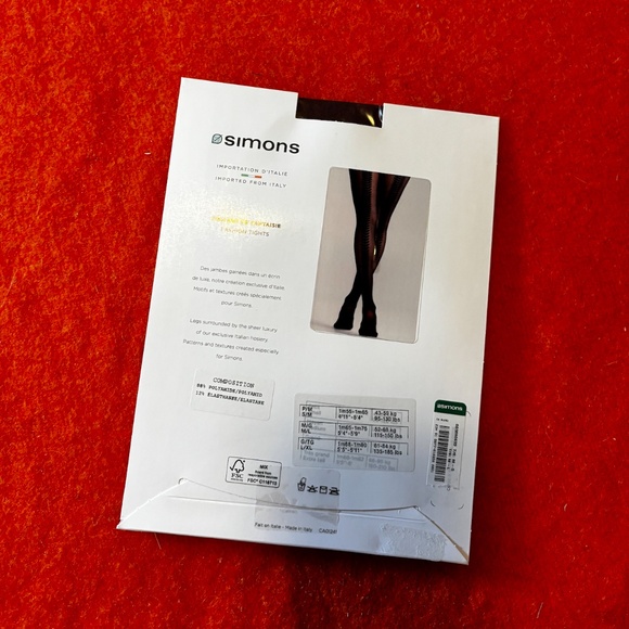 Ruby red elegant vine back-seam fashion tights made in Italy NWT - Picture 5 of 7